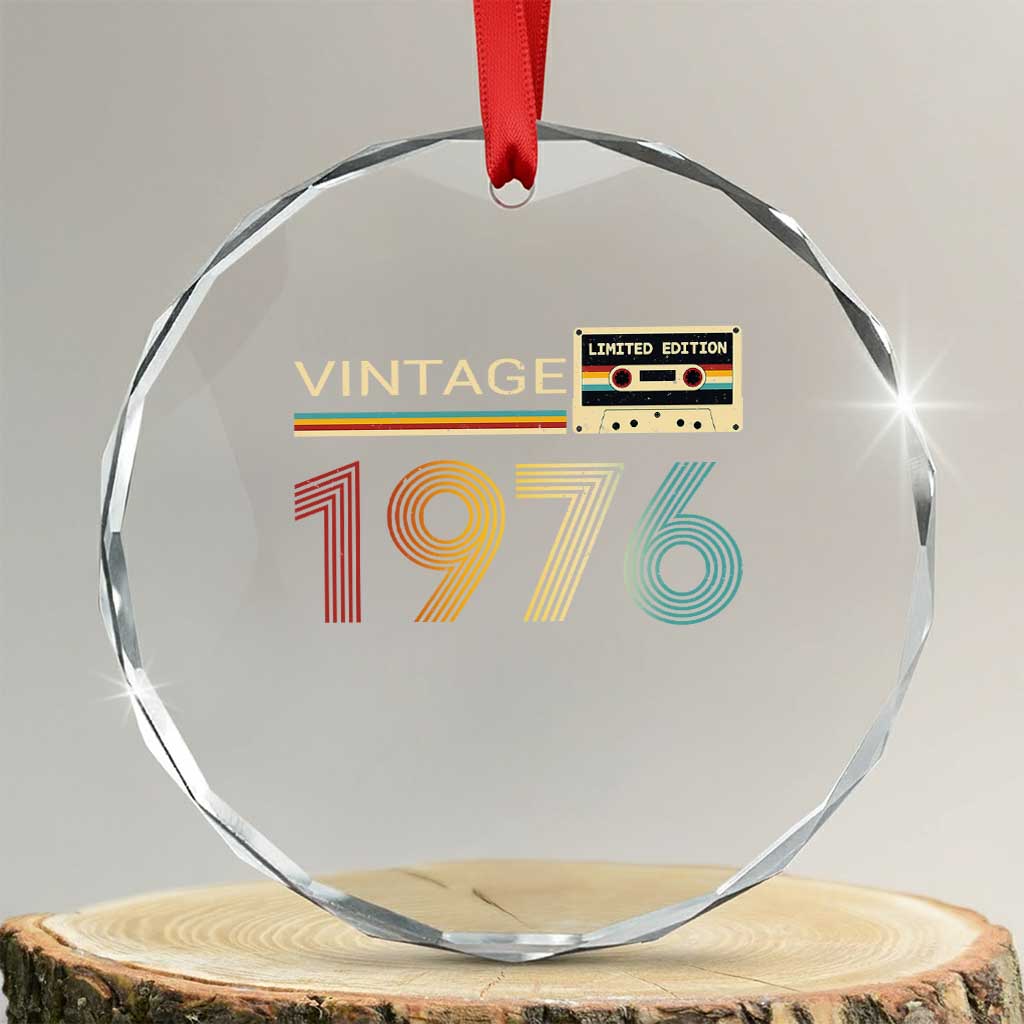Vintage 1976 Retro Cassette Tape Graphic Crystal Glass Ornament Awesome Since 1976 Birthday Gift