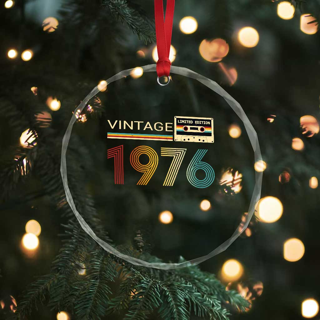Vintage 1976 Retro Cassette Tape Graphic Crystal Glass Ornament Awesome Since 1976 Birthday Gift