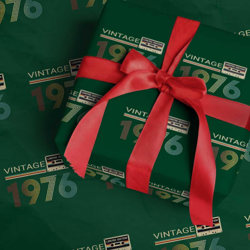 Vintage 1976 Retro Cassette Tape Graphic Wrapping Paper Roll Awesome Since 1976 Birthday Gift