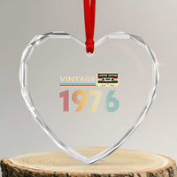 Vintage 1976 Retro Cassette Tape Graphic Heart Crystal Glass Ornament Awesome Since 1976 Birthday Gift