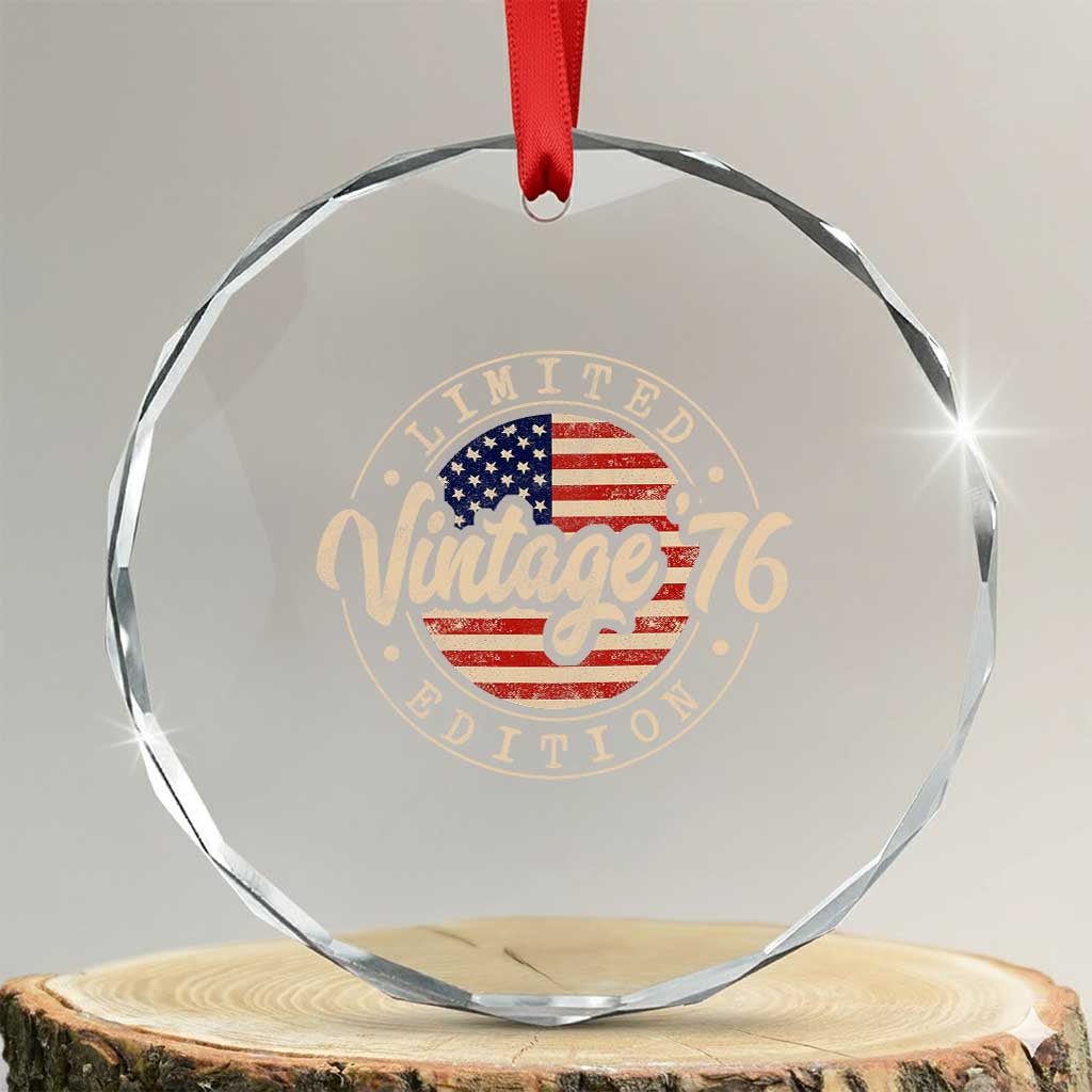 Vintage 1976 Stamp Crystal Glass Ornament Funny 50th Birthday USA Flag 50 Year Old Bday