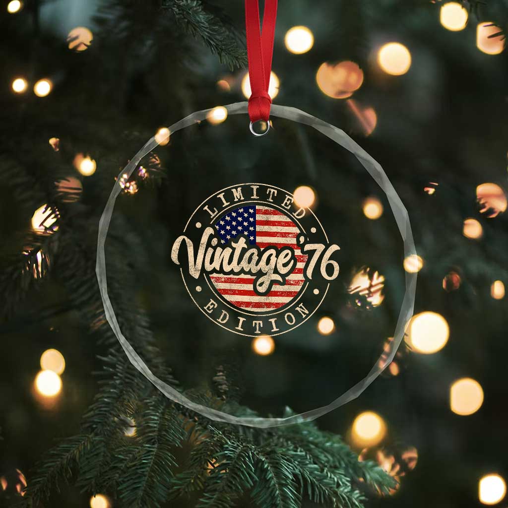 Vintage 1976 Stamp Crystal Glass Ornament Funny 50th Birthday USA Flag 50 Year Old Bday