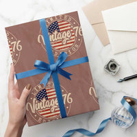 Vintage 1976 Stamp Wrapping Paper Roll Funny 50th Birthday USA Flag 50 Year Old Bday