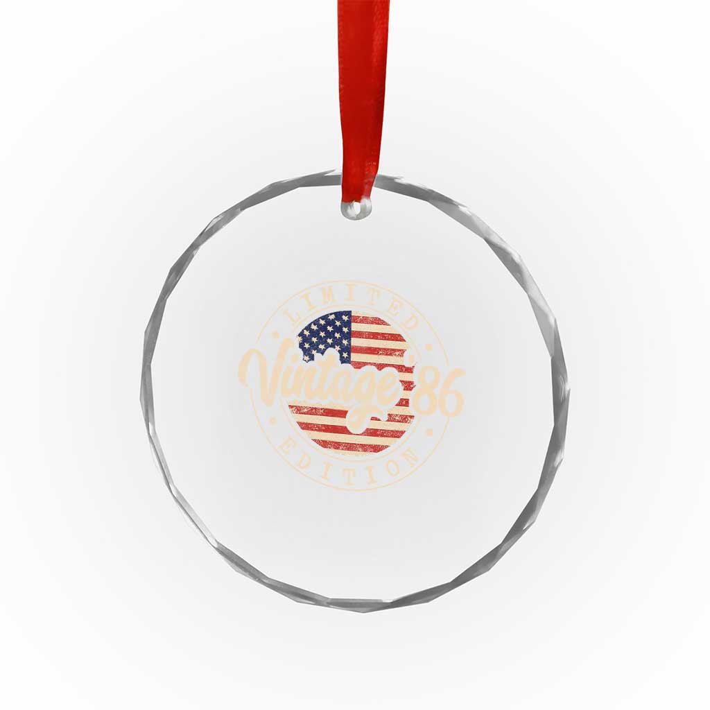 Vintage 1986 Stamp Crystal Glass Ornament Funny 40th Birthday USA Flag 40 Year Old Bday