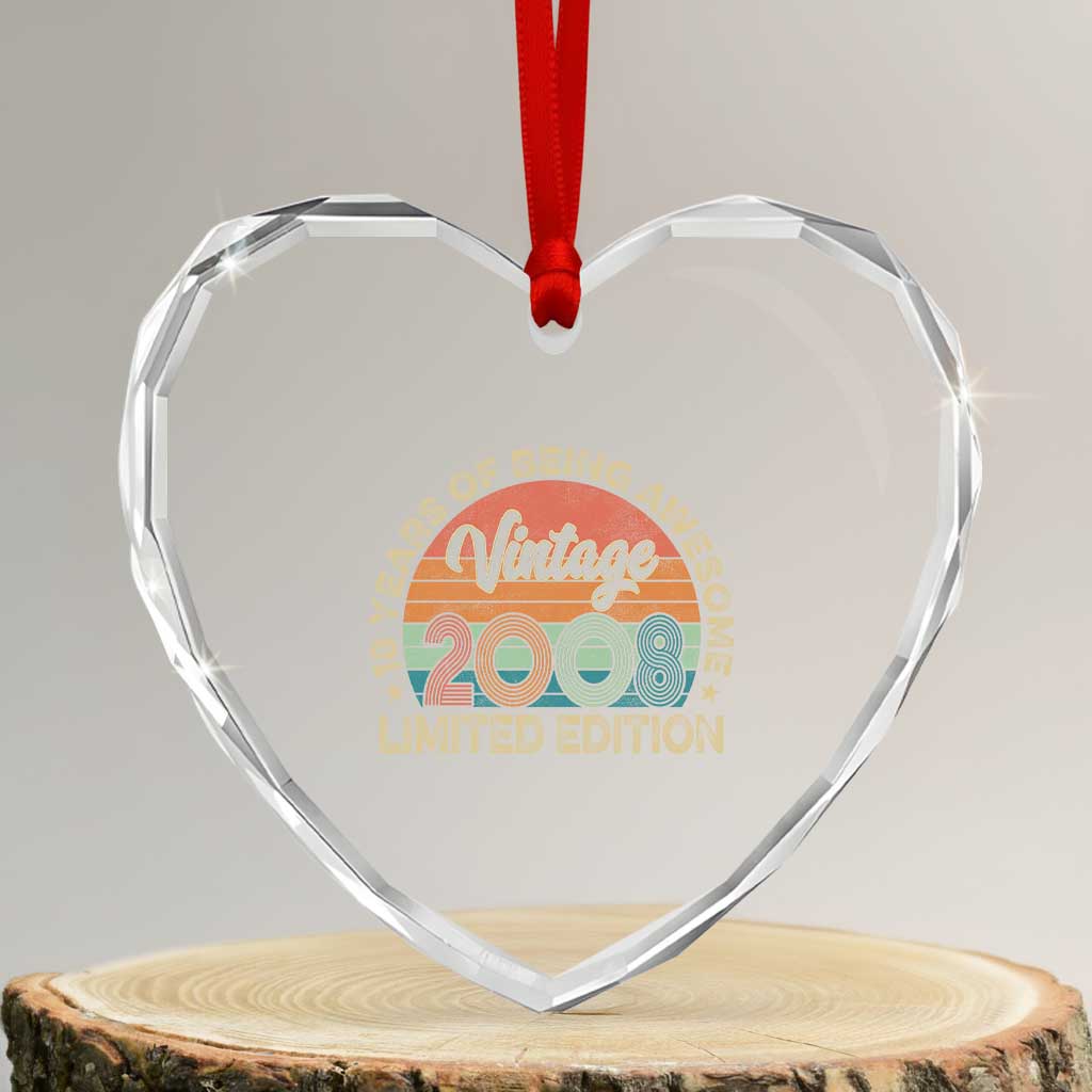 Vintage 2008 18th Birthday Gifts Heart Crystal Glass Ornament Limited Edition 18 Year Old Bday