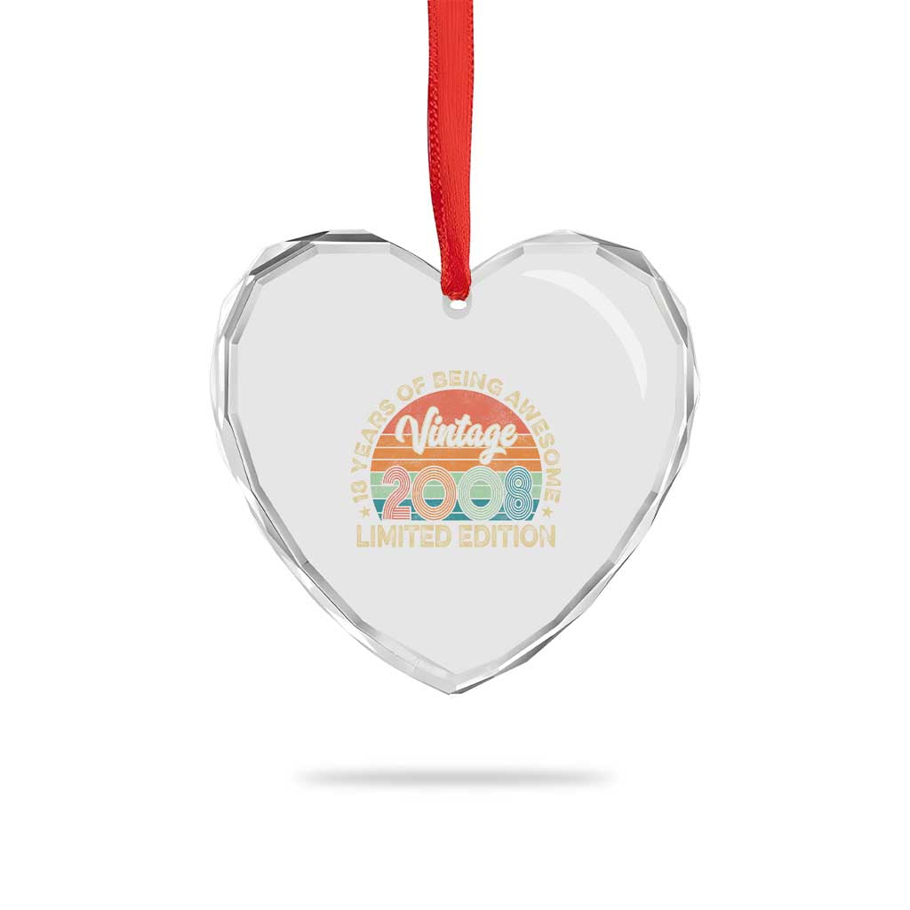 Vintage 2008 18th Birthday Gifts Heart Crystal Glass Ornament Limited Edition 18 Year Old Bday