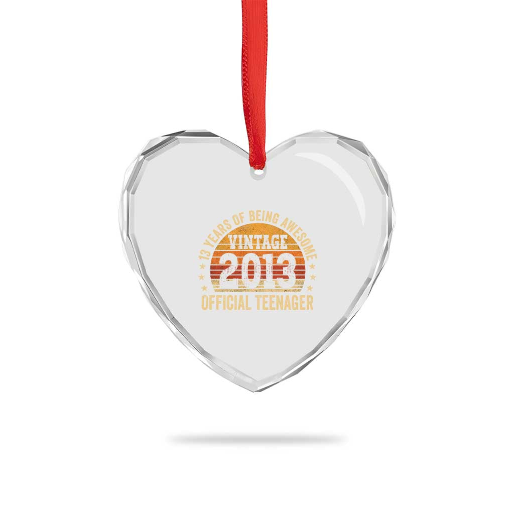 Vintage 2013 Official Teenager Heart Crystal Glass Ornament 13 Year Old 13th Birthday