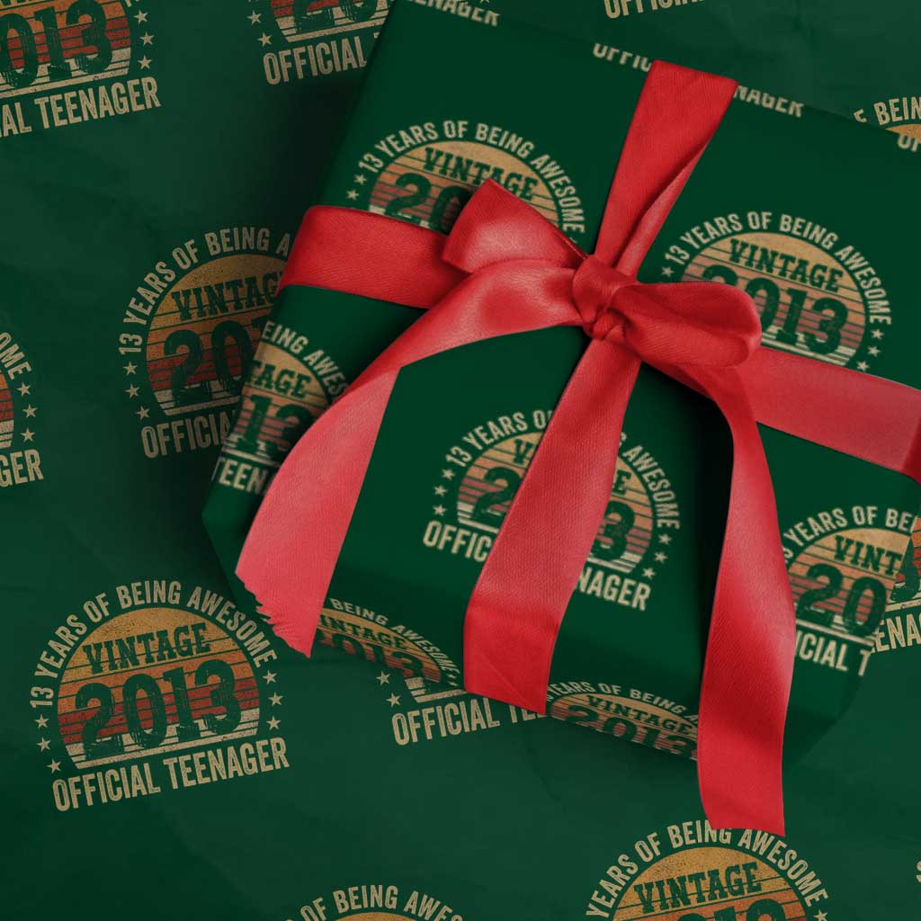 Vintage 2013 Official Teenager Wrapping Paper Roll 13 Year Old 13th Birthday