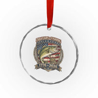 Vintage 250 Years Of Fishing Crystal Glass Ornament American Flag Fisherman