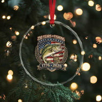 Vintage 250 Years Of Fishing Crystal Glass Ornament American Flag Fisherman