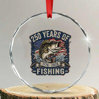 Vintage 250 Years Of Fishing Crystal Glass Ornament Patriotic Angler