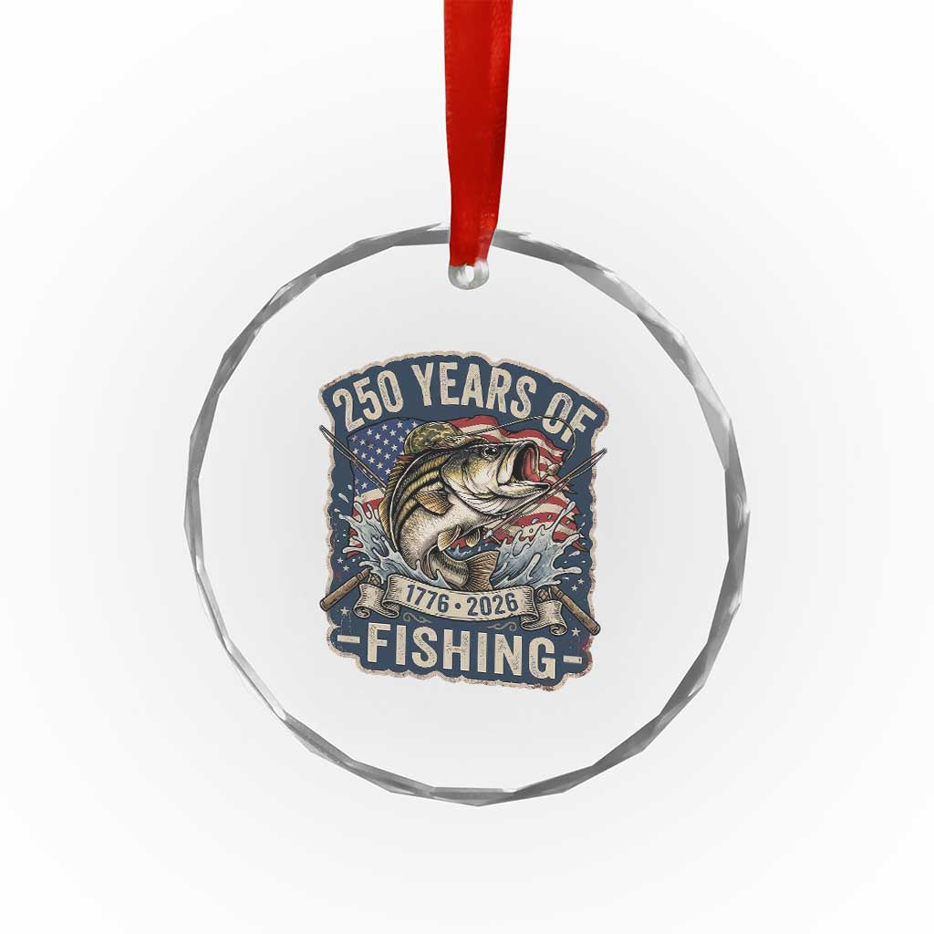 Vintage 250 Years Of Fishing Crystal Glass Ornament Patriotic Angler