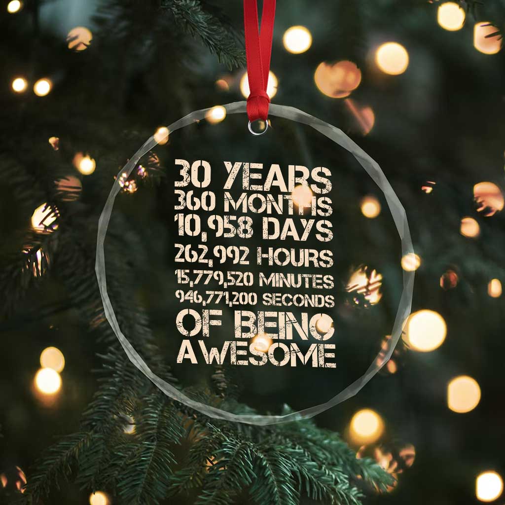 Vintage 30th Birthday Gift Crystal Glass Ornament 30 Years Of Being Awesome