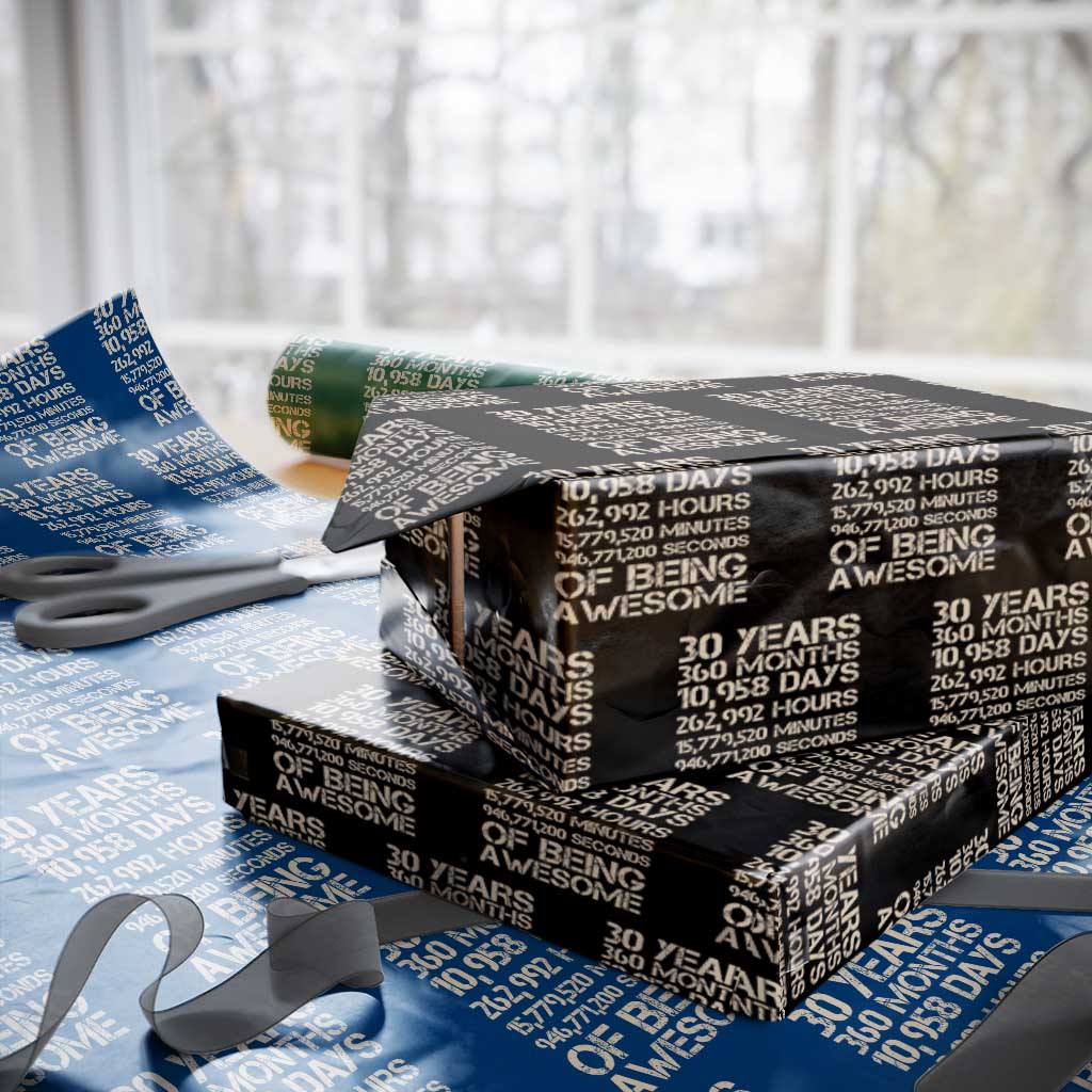 Vintage 30th Birthday Gift Wrapping Paper Roll 30 Years Of Being Awesome
