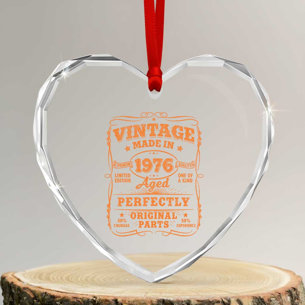 Vintage 50 Birthday Heart Crystal Glass Ornament 50yr 1976 50th Birthday