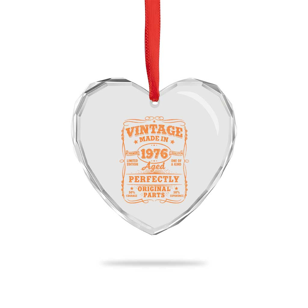 Vintage 50 Birthday Heart Crystal Glass Ornament 50yr 1976 50th Birthday