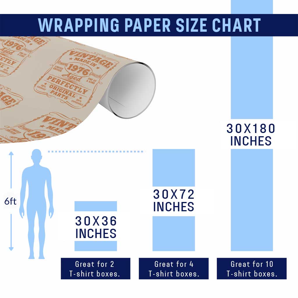 Vintage 50 Birthday Wrapping Paper Roll 50yr 1976 50th Birthday