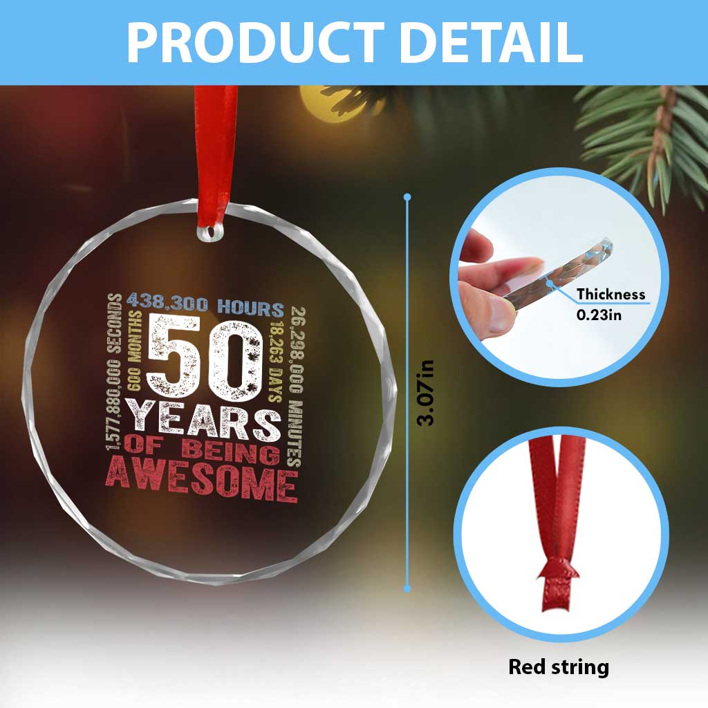 Vintage 50 Years Of Being Awesome Crystal Glass Ornament 50th Birthday Legend Gift Idea