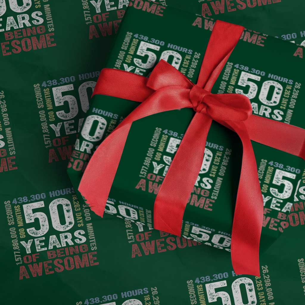Vintage 50 Years Of Being Awesome Wrapping Paper Roll 50th Birthday Legend Gift Idea