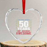 Vintage 50 Years Of Being Awesome Heart Crystal Glass Ornament 50th Birthday Legend Gift Idea
