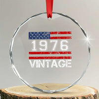 Vintage 50th Birthday Crystal Glass Ornament Retro 1976 American Flag 50 Year Old