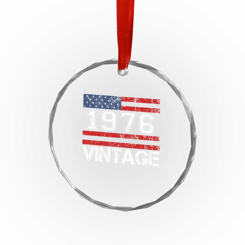Vintage 50th Birthday Crystal Glass Ornament Retro 1976 American Flag 50 Year Old