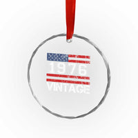 Vintage 50th Birthday Crystal Glass Ornament Retro 1976 American Flag 50 Year Old