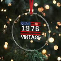 Vintage 50th Birthday Crystal Glass Ornament Retro 1976 American Flag 50 Year Old