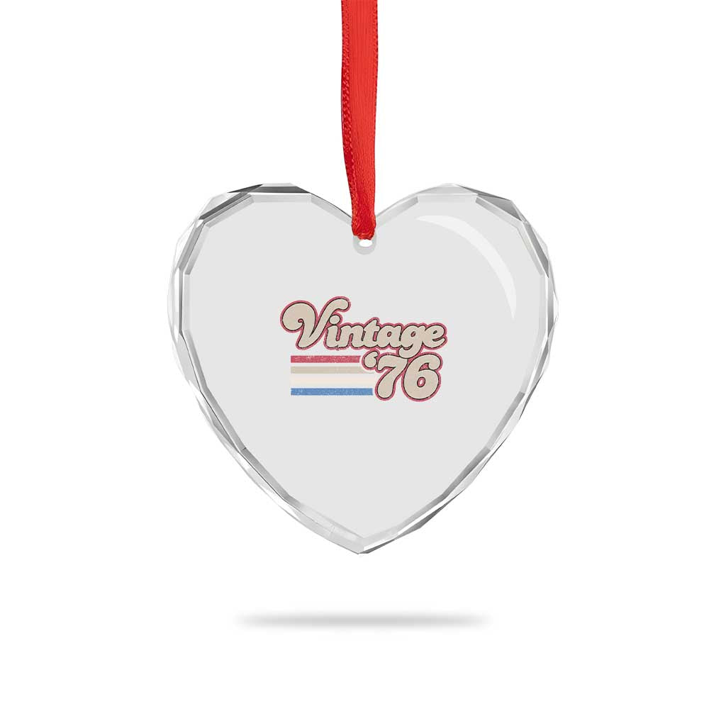 Vintage 50th Birthday Heart Crystal Glass Ornament Retro 1976 50 Year Old Stripes