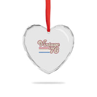 Vintage 50th Birthday Heart Crystal Glass Ornament Retro 1976 50 Year Old Stripes