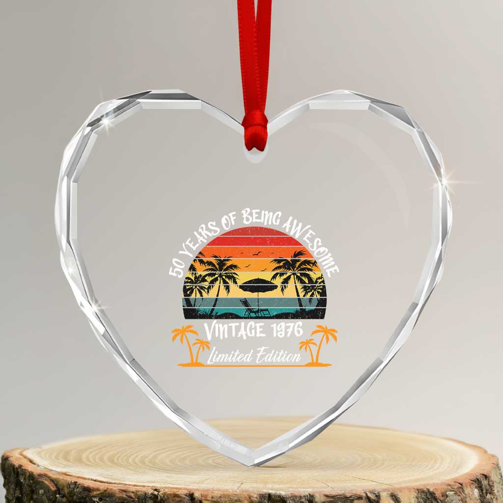 Vintage 50th Birthday Heart Crystal Glass Ornament Retro 1976 Limited Edition 50 Year Old