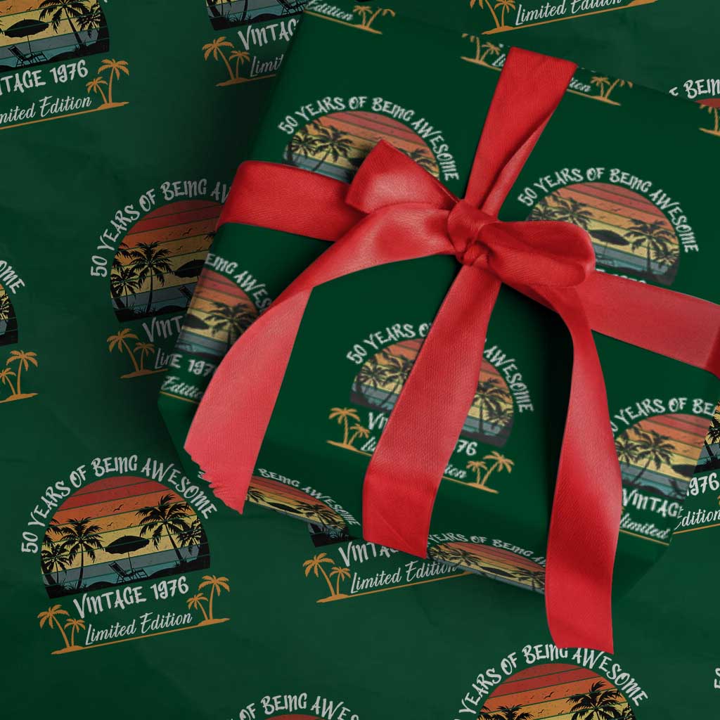 Vintage 50th Birthday Wrapping Paper Roll Retro 1976 Limited Edition 50 Year Old