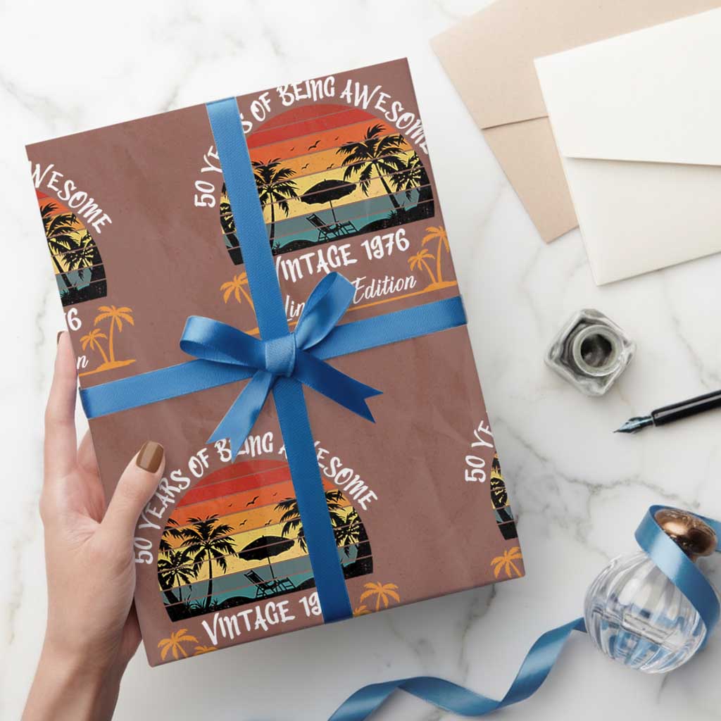 Vintage 50th Birthday Wrapping Paper Roll Retro 1976 Limited Edition 50 Year Old