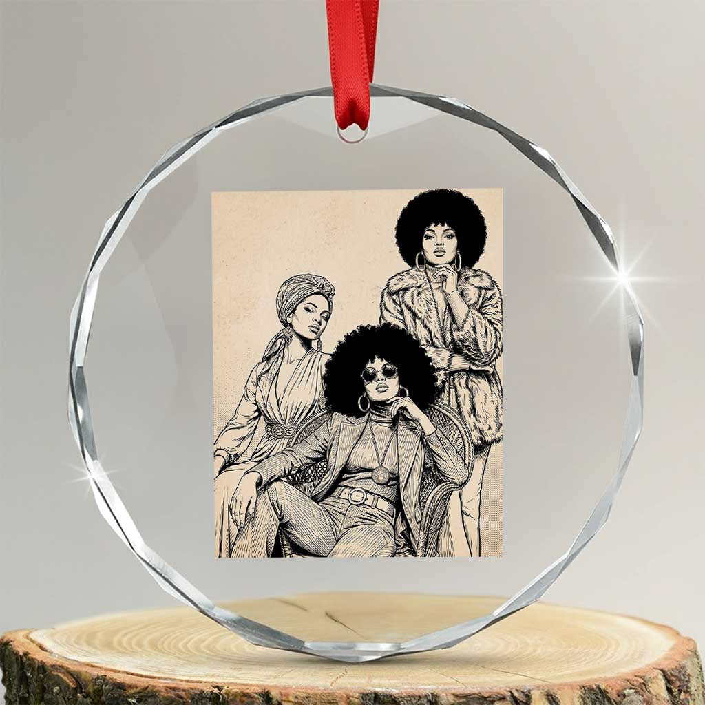 Vintage 70s Afro Queen Black Girl Pride Fashion Crystal Glass Ornament