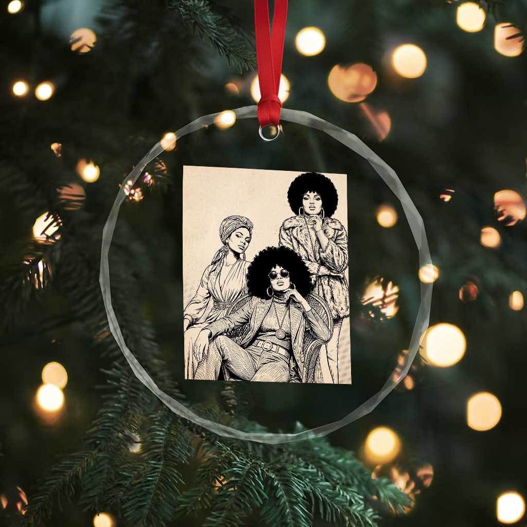 Vintage 70s Afro Queen Black Girl Pride Fashion Crystal Glass Ornament