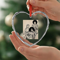 Vintage 70s Afro Queen Black Girl Pride Fashion Heart Crystal Glass Ornament