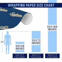 Vintage 70s Sabres Name Heart Script Style Wrapping Paper Roll Retro Distressed Tailgate Spirit Sports Fan