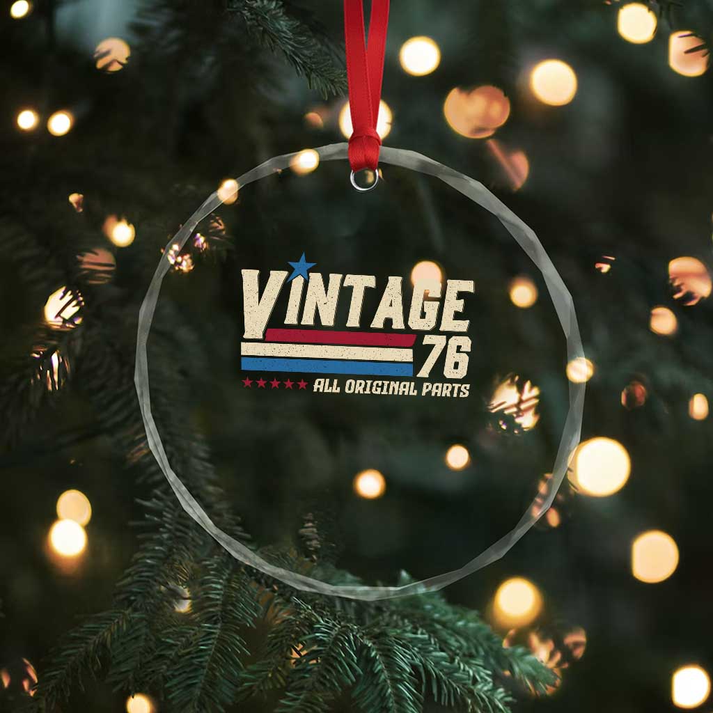 Vintage 76 All Original Parts Crystal Glass Ornament Retro Stripe Patriotic 50th Birthday