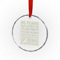 Vintage 80th Birthday Gift Crystal Glass Ornament 80 Years Of Being Awesome