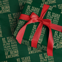 Vintage 82nd Birthday Gift Wrapping Paper Roll 82 Years Of Being Awesome