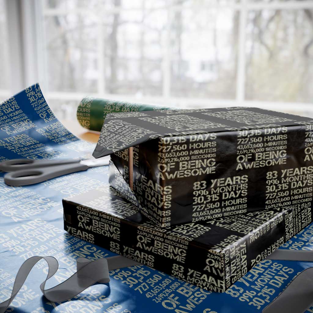 Vintage 83rd Milestone Birthday Wrapping Paper Roll 83 Years Of Being Awesome
