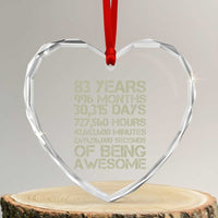 Vintage 83rd Milestone Birthday Heart Crystal Glass Ornament 83 Years Of Being Awesome