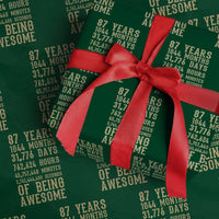 Vintage 87th Birthday Gift Wrapping Paper Roll 87 Years Of Being Awesome