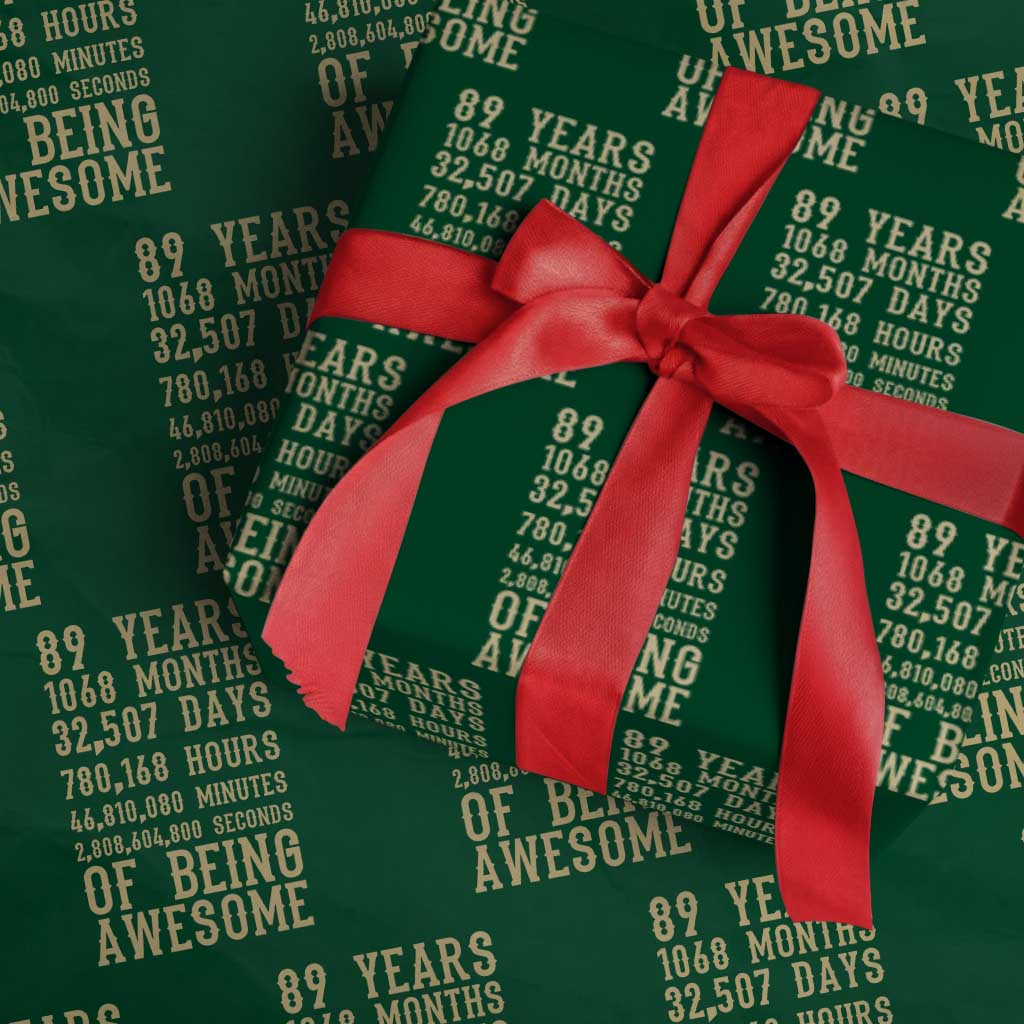 Vintage 89th Birthday Gift Wrapping Paper Roll 89 Years Of Being Awesome