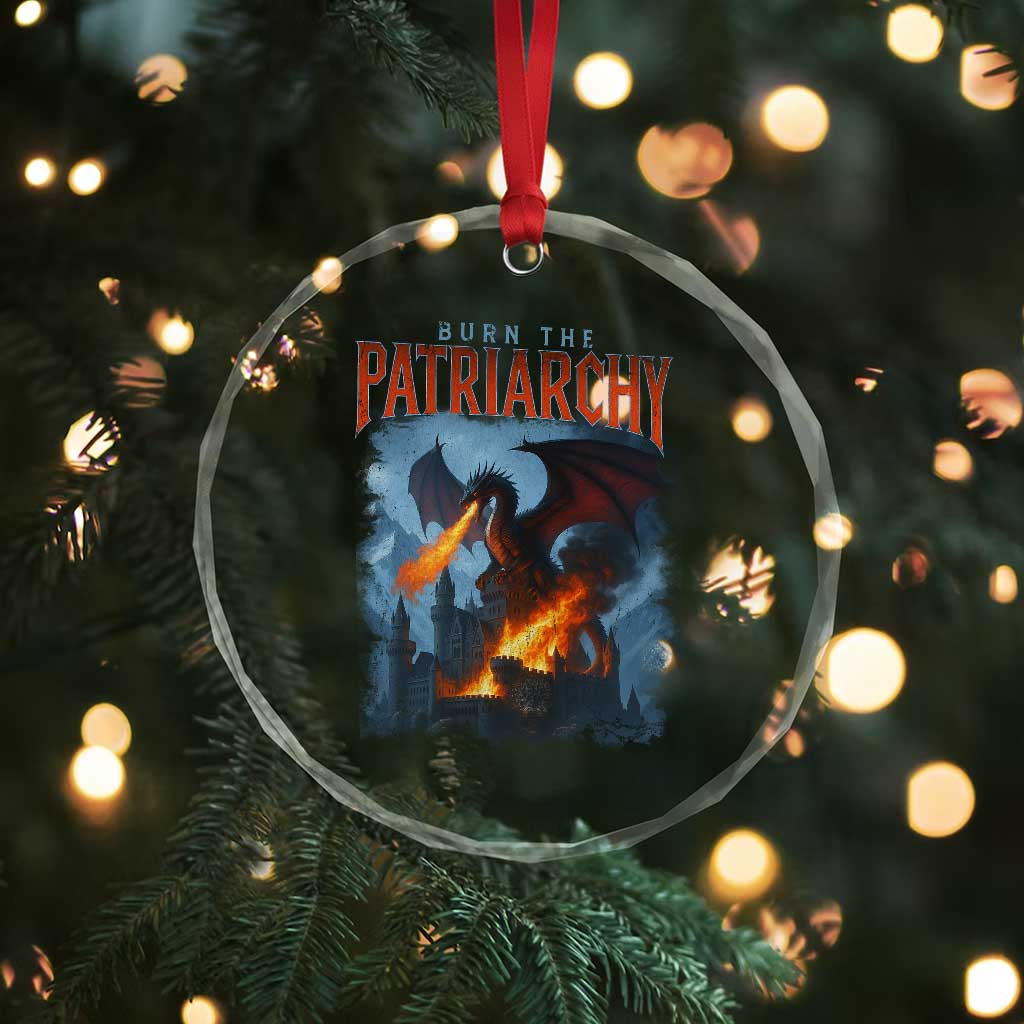 Vintage 90s Feminism Dragon Crystal Glass Ornament Burn the Patriarchy - Wonder Print Shop
