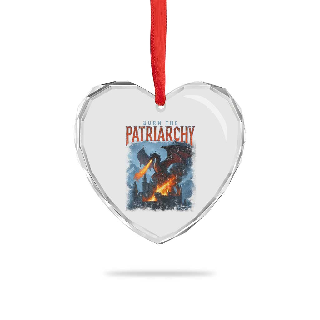 Vintage 90s Feminism Dragon Heart Crystal Glass Ornament Burn the Patriarchy - Wonder Print Shop