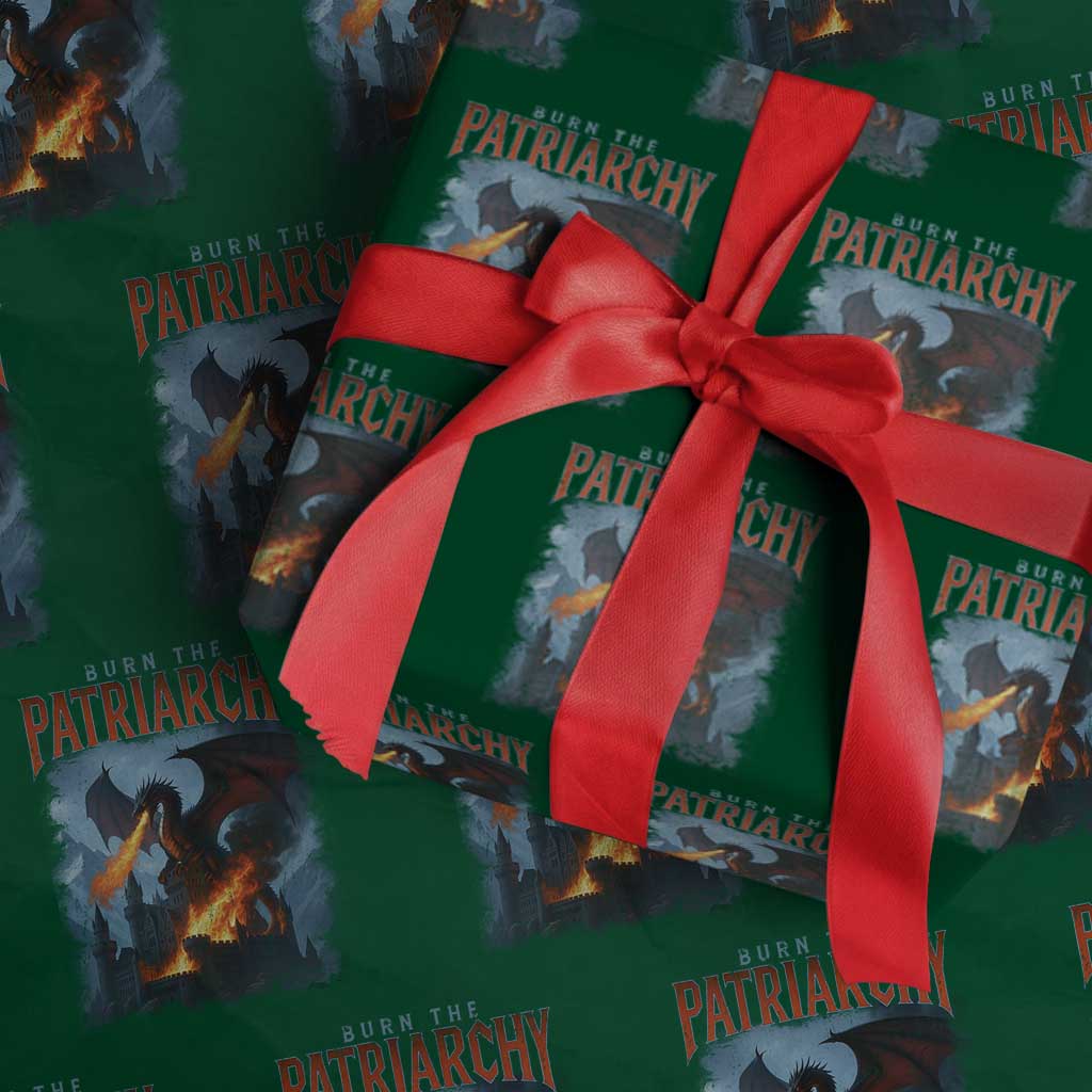 Vintage 90s Feminism Dragon Wrapping Paper Roll Burn the Patriarchy - Wonder Print Shop