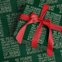 Vintage 92nd Milestone Birthday Wrapping Paper Roll 92 Years Of Being Awesome