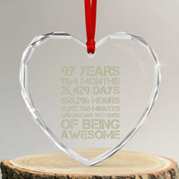 Vintage 97th Milestone Birthday Heart Crystal Glass Ornament 97 Years Of Being Awesome