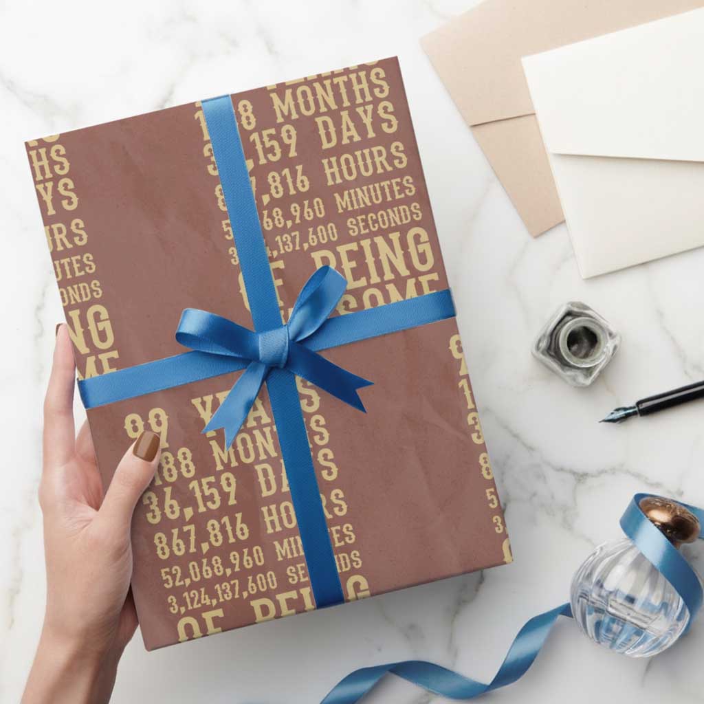 Vintage 99th Birthday Gift Wrapping Paper Roll 99 Years Of Being Awesome
